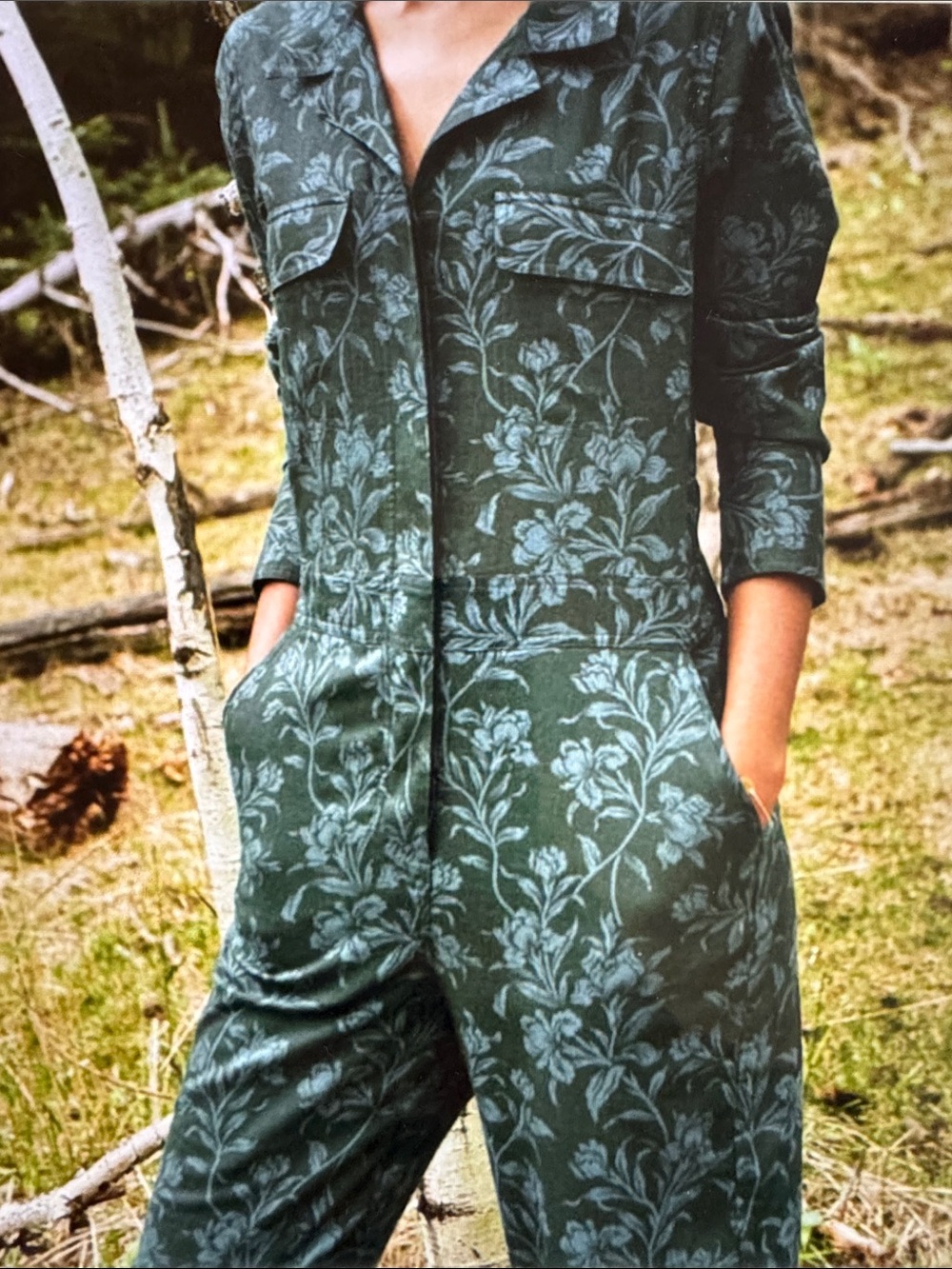 Faherty Wander Emerald Chiyoda Floral Jumpsuit Sz Small